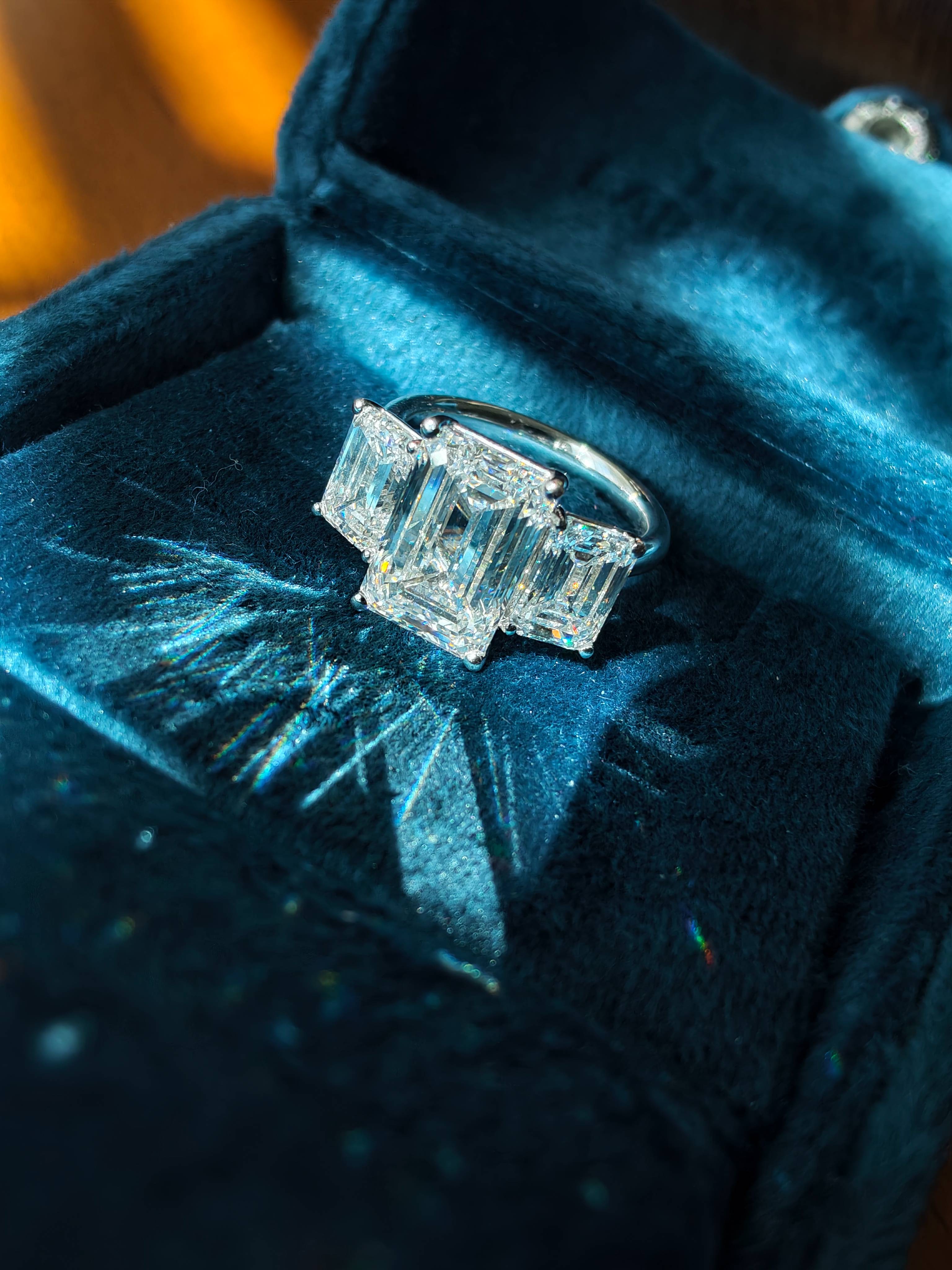 8.28 CTW 3-Stone Emerald Cut Lab Diamond Ring IGI Cerificate