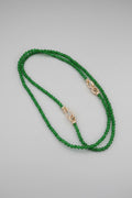 88-Bead Guatemalan Jade Necklace with Lab-Grown Diamond and 18K Gold