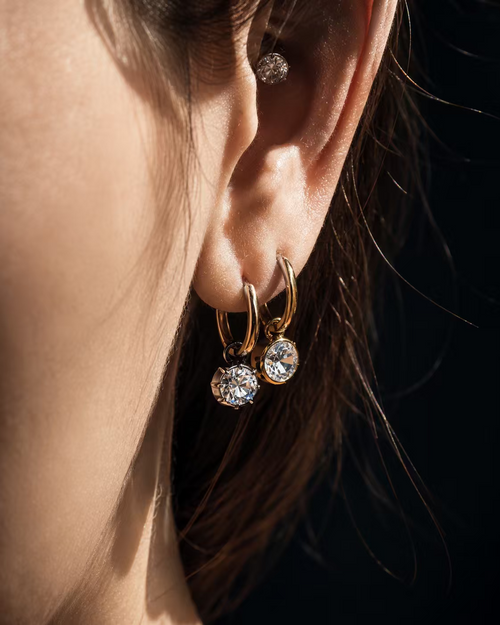1.2 CTW Georgian Round Earrings 18K Black Gold