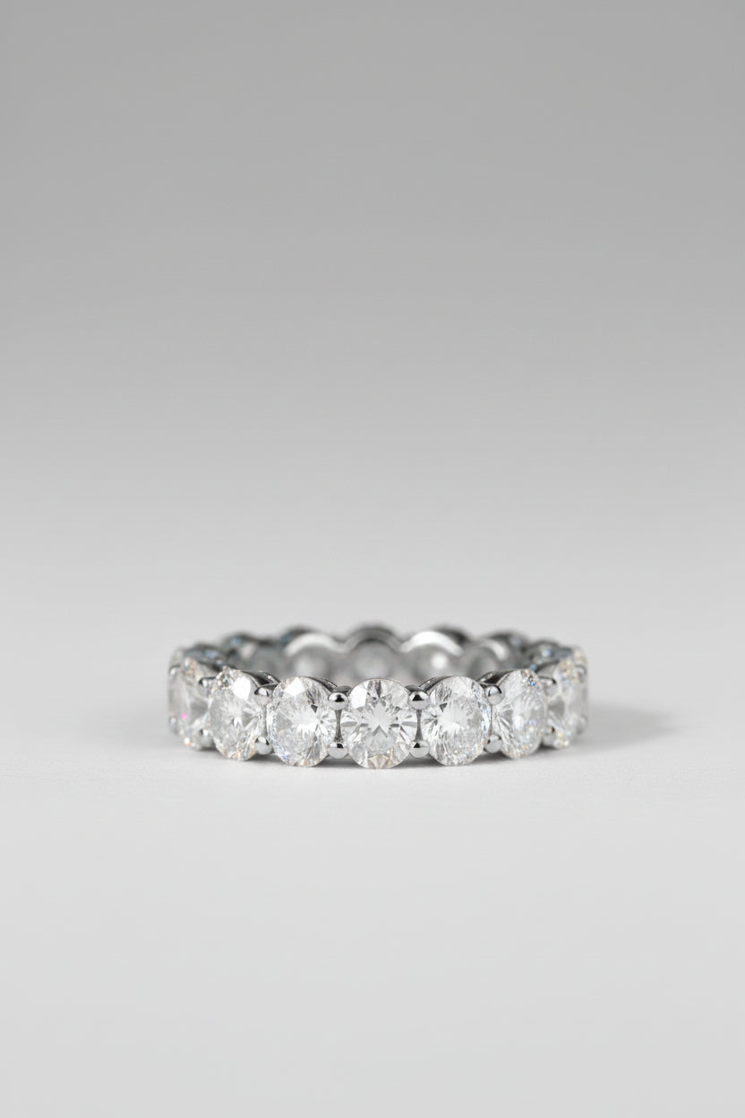 Platinum Oval Lab-Grown Diamond Band — 6.91 Carats CTW