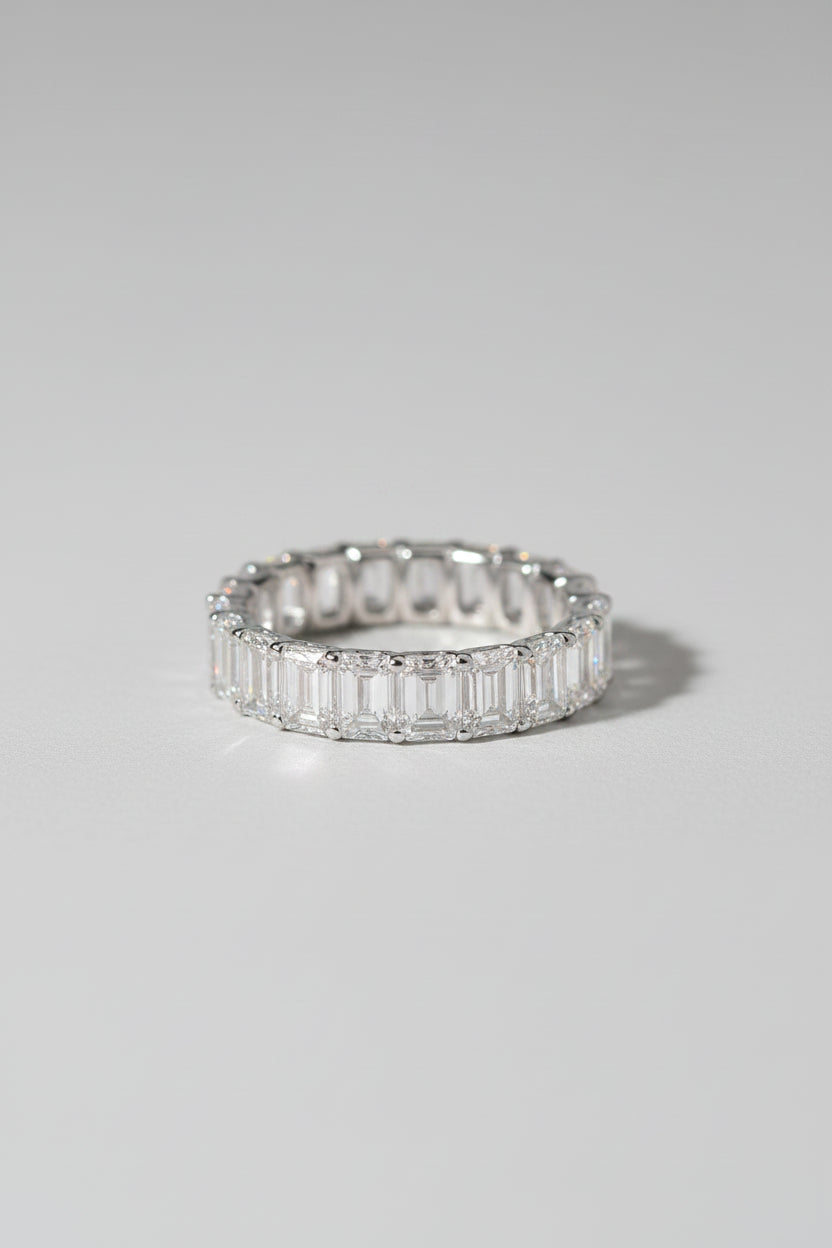 Platinum Emerald-Cut Lab-Grown Diamond Band — 7.43 Carats CTW