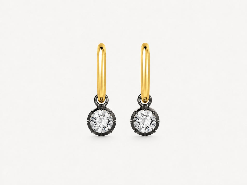 1.2 CTW Georgian Round Earrings 18K Black Gold