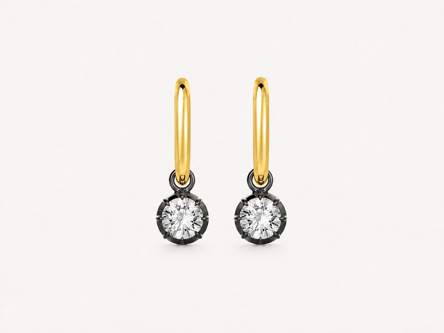 1.2 CTW Georgian Round Earrings 18K Black Gold