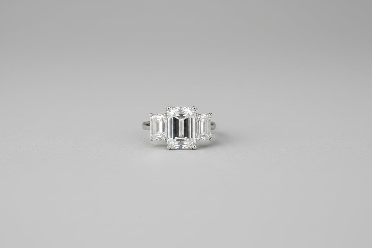 8.28 CTW 3-Stone Emerald Cut Lab Diamond Ring IGI Cerificate