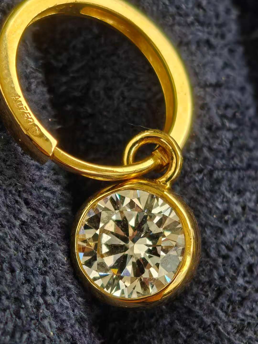 1.7 CTW Georgian Round Earrings 18K Gold Bezel Setting