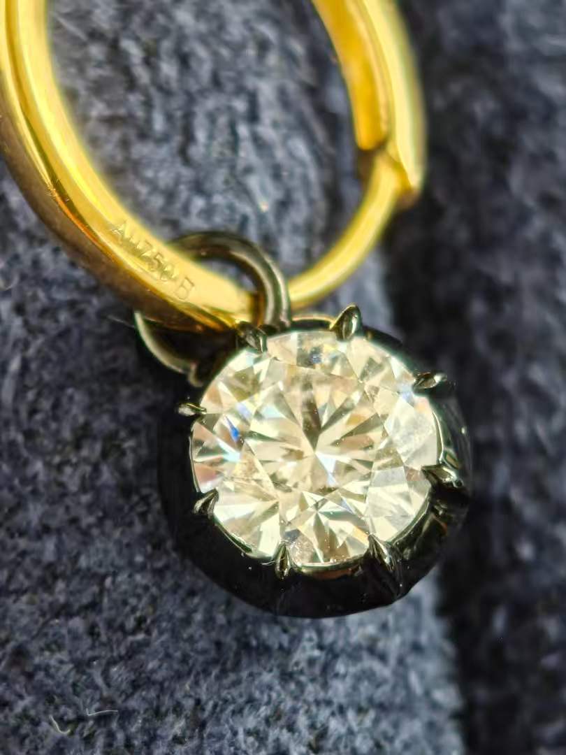 1.2 CTW Georgian Round Earrings 18K Black Gold