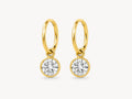 1.7 CTW Georgian Round Earrings 18K Gold Bezel Setting