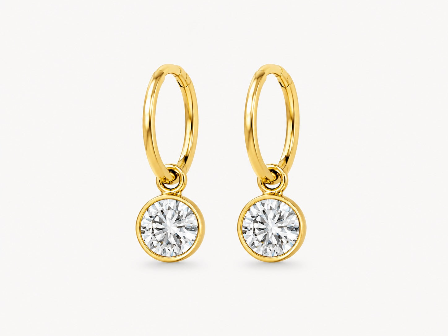 1.7 CTW Georgian Round Earrings 18K Gold Bezel Setting
