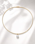 Round Lab Diamond Pendant with Omega Chain 18K Gold IGI Certificate