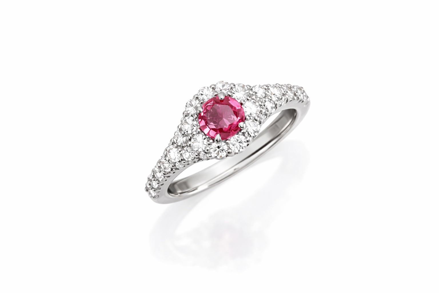 0.65 Carat Unheated Padparadscha Sapphire Ring with Natural Diamonds GIA Certificate