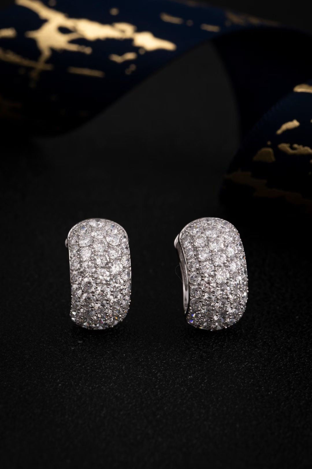 3 ctw Lab Diamond Pavé Bubble Earring Platinum