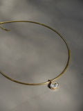 18K Omega Chain Choker with 2 Carats Oval Bezel Diamond Pendant