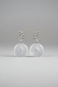 Icy White Jade Earrings with Natural Diamonds in 18K Gold