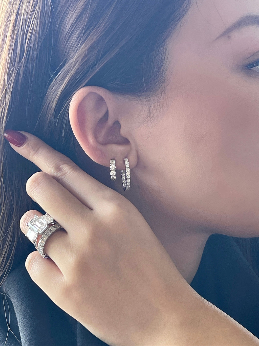 CTW 1.5 Carat Lab Diamond Hoop Earring in 14K Gold