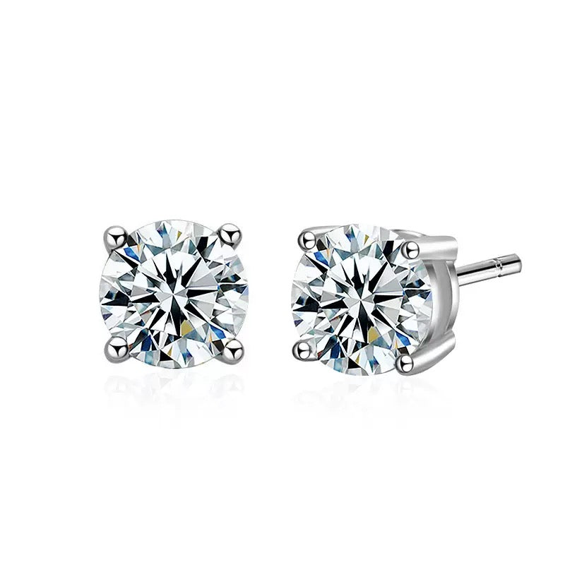 2 CTW Lab Diamond Brilliant Round Stud Earrings IGI Certificate