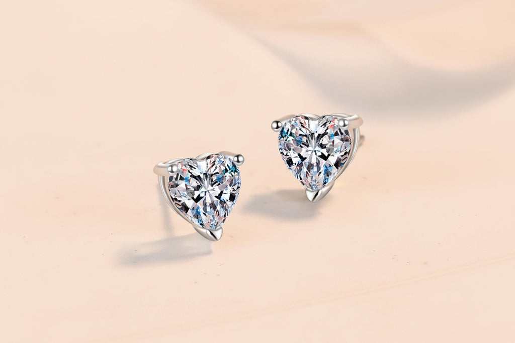 2 CTW Lab-Grown Diamond  Heart Stud Earrings IGI Certificate