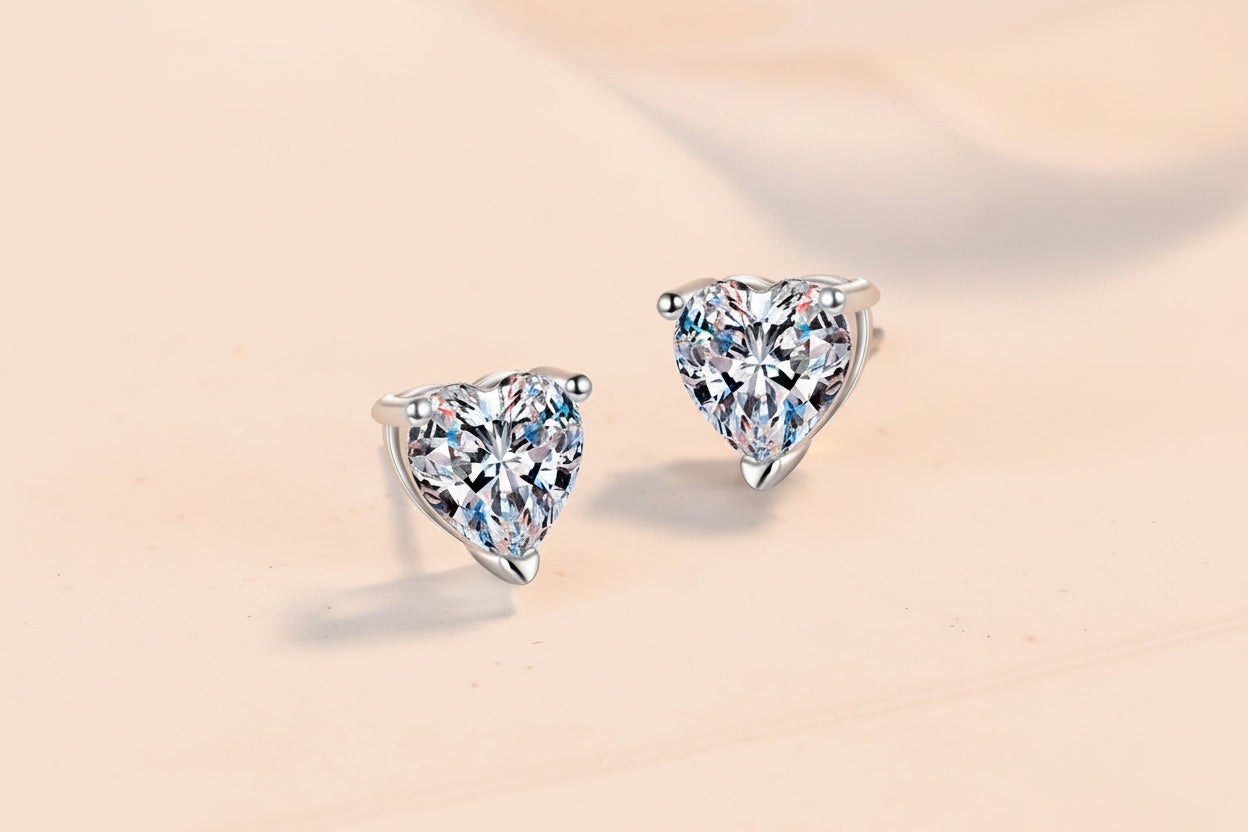 2 CTW Lab-Grown Diamond  Heart Stud Earrings IGI Certificate