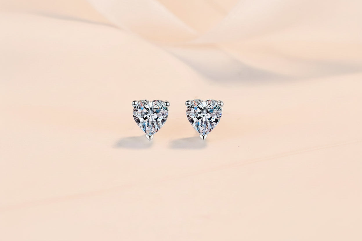 2 CTW Lab-Grown Diamond  Heart Stud Earrings IGI Certificate