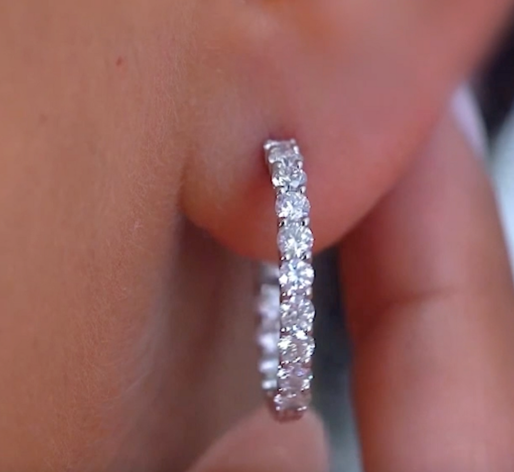 CTW 1.5 Carat Lab Diamond Hoop Earring in 14K Gold