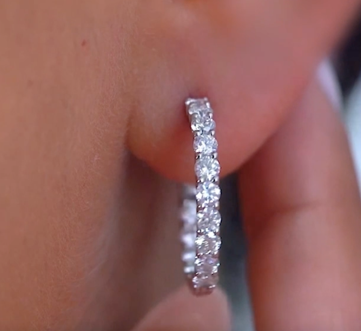 CTW 1.5 Carat Lab Diamond Hoop Earring in 14K Gold
