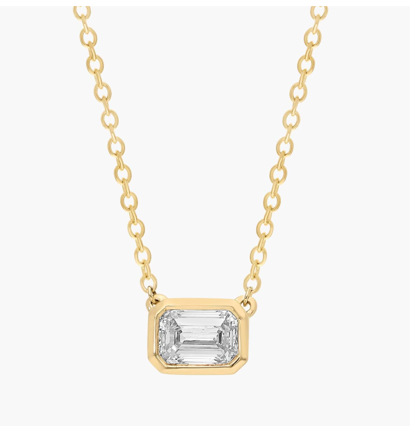 2 Carat Emerald-Cut Diamond Bezel Ring in 18K Yellow Gold