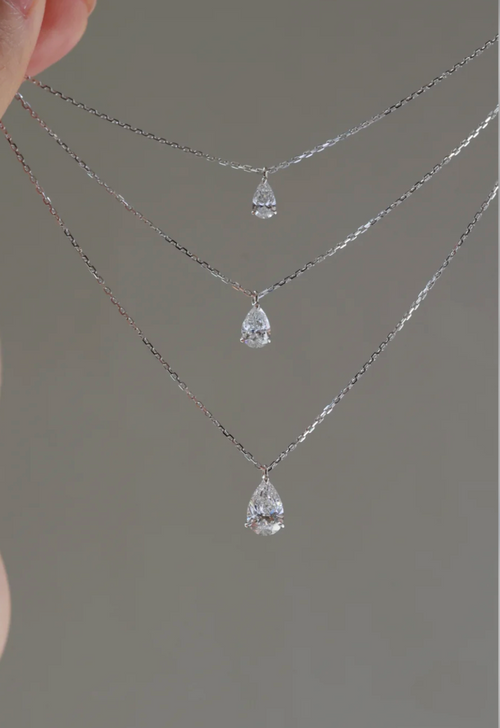1 Carat Pear Lab Diamond Necklace IGI Certificate