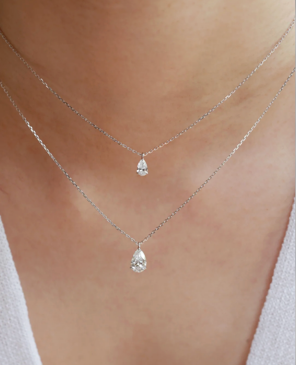 1 Carat Pear Lab Diamond Necklace IGI Certificate