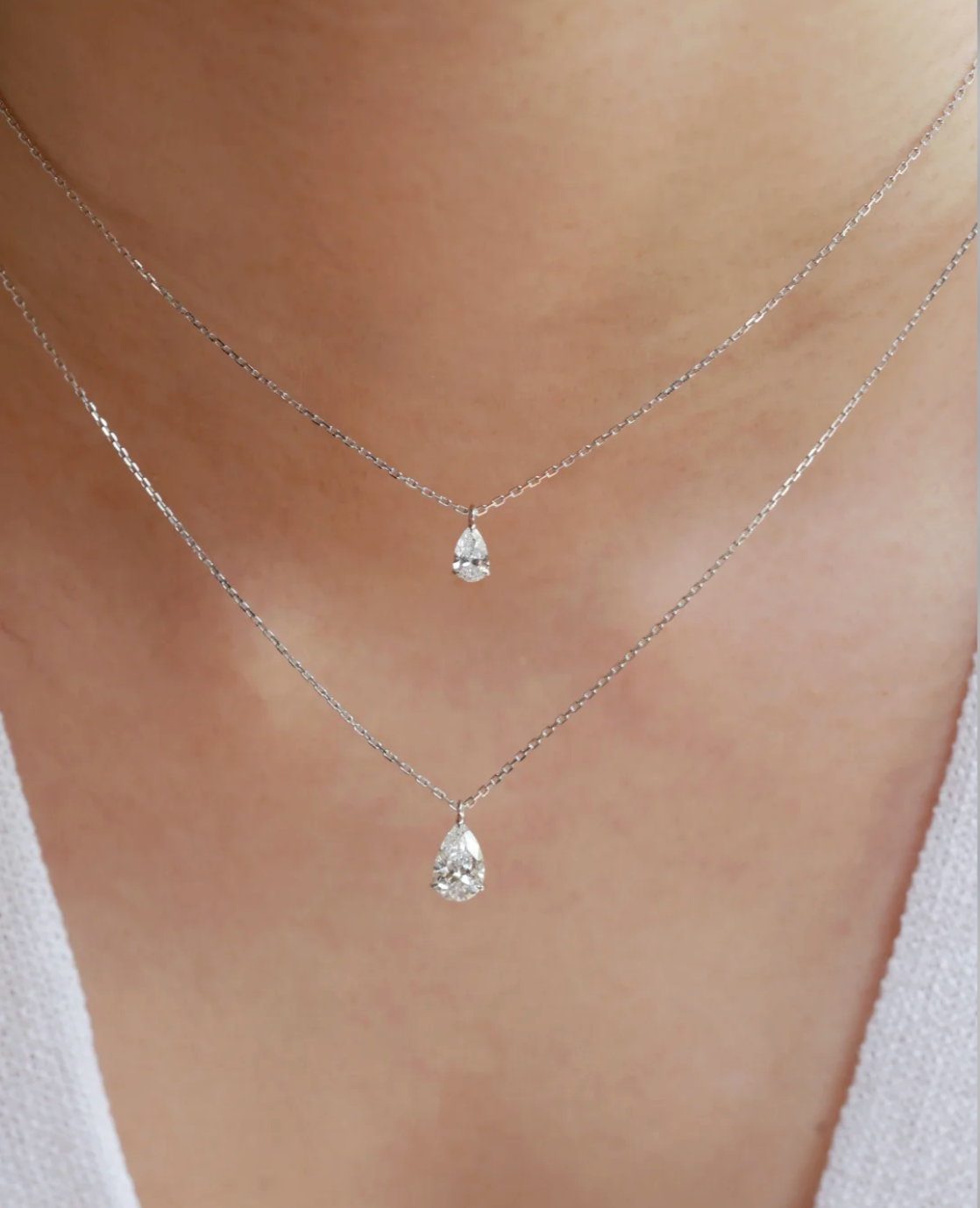 1 Carat Pear Lab Diamond Necklace IGI Certificate