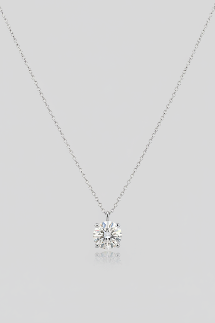 1 Carat Brilliant Round Lab Diamond Necklace IGI Certificate