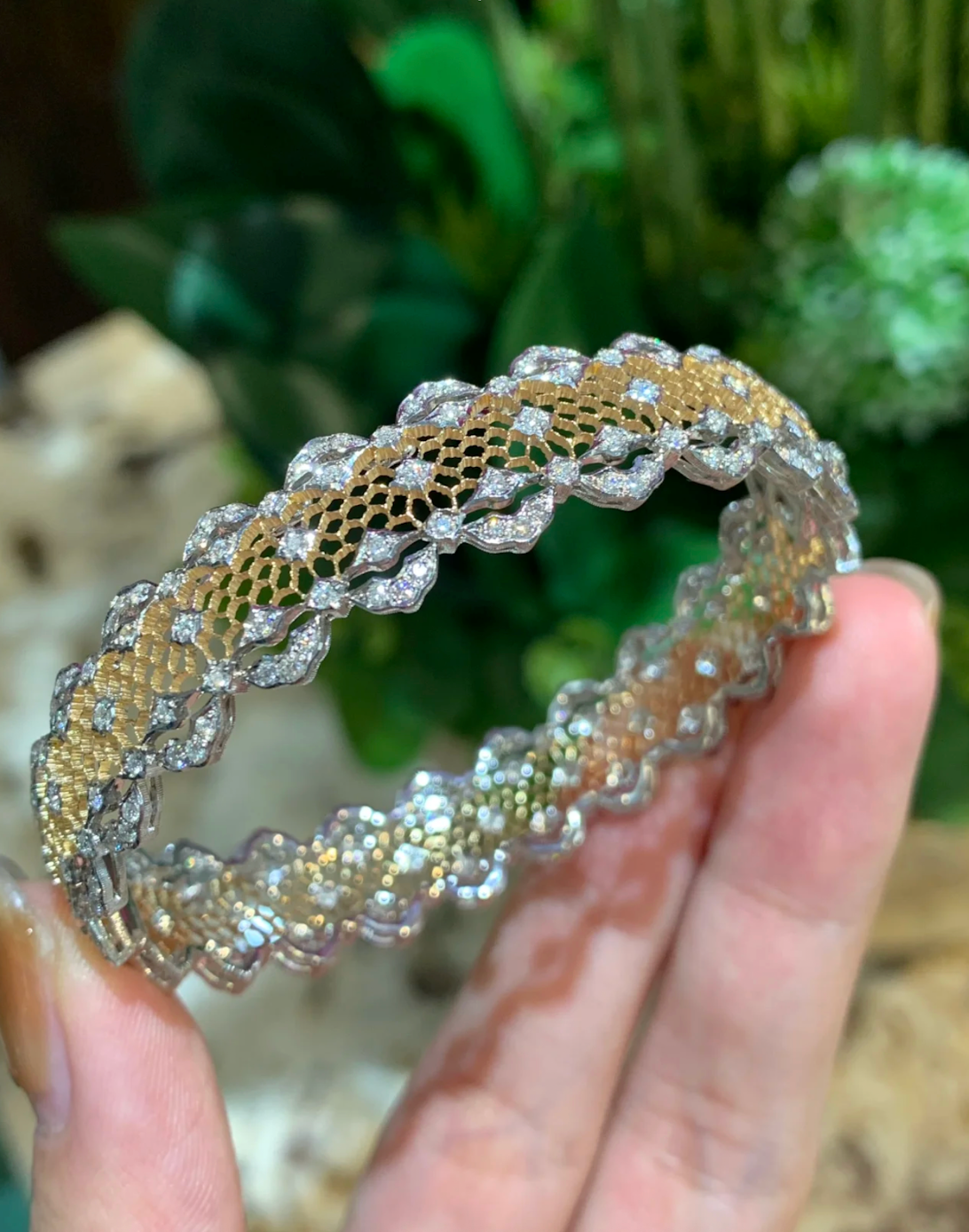 Lumière Weave - Floral Lace Diamond Bracelets in 18K Gold
