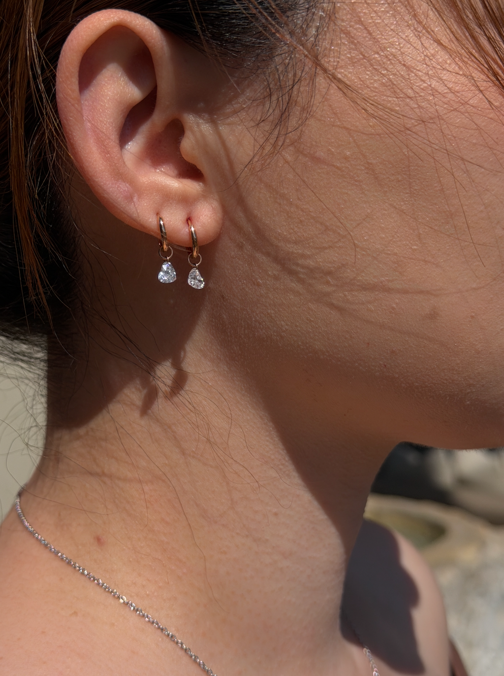 CTW 1 Carat Heart Lab Diamond Earrings in 18K Gold
