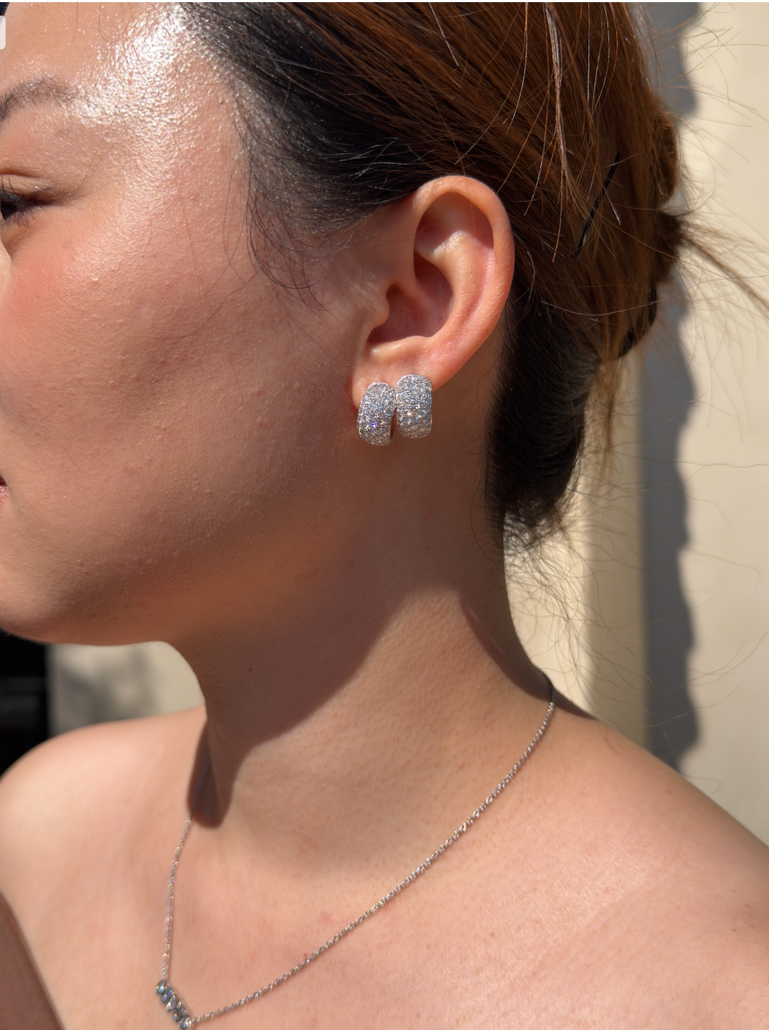 3 ctw Lab Diamond Pavé Bubble Earring Platinum