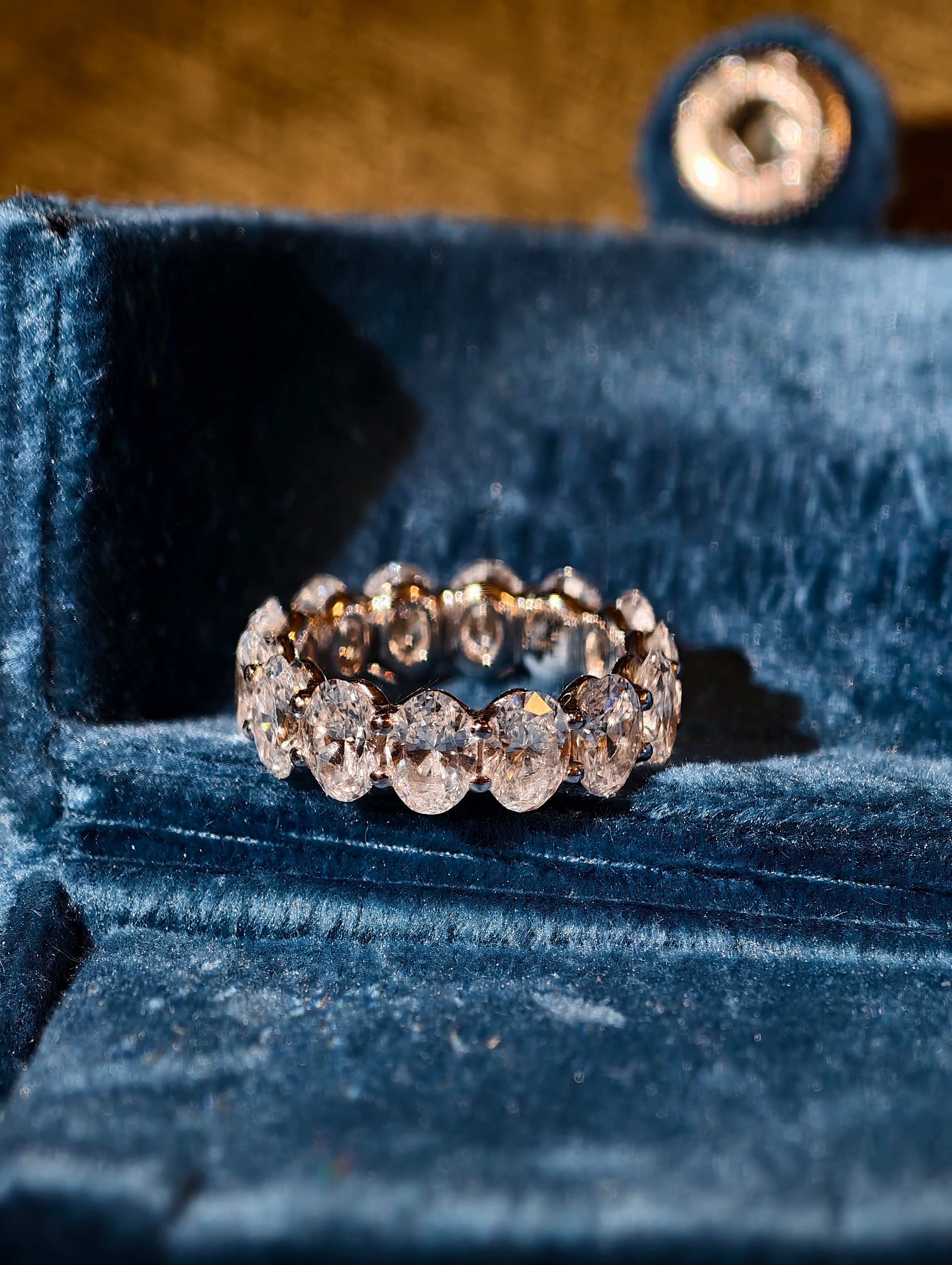 Platinum Oval Lab-Grown Diamond Band — 6.91 Carats CTW