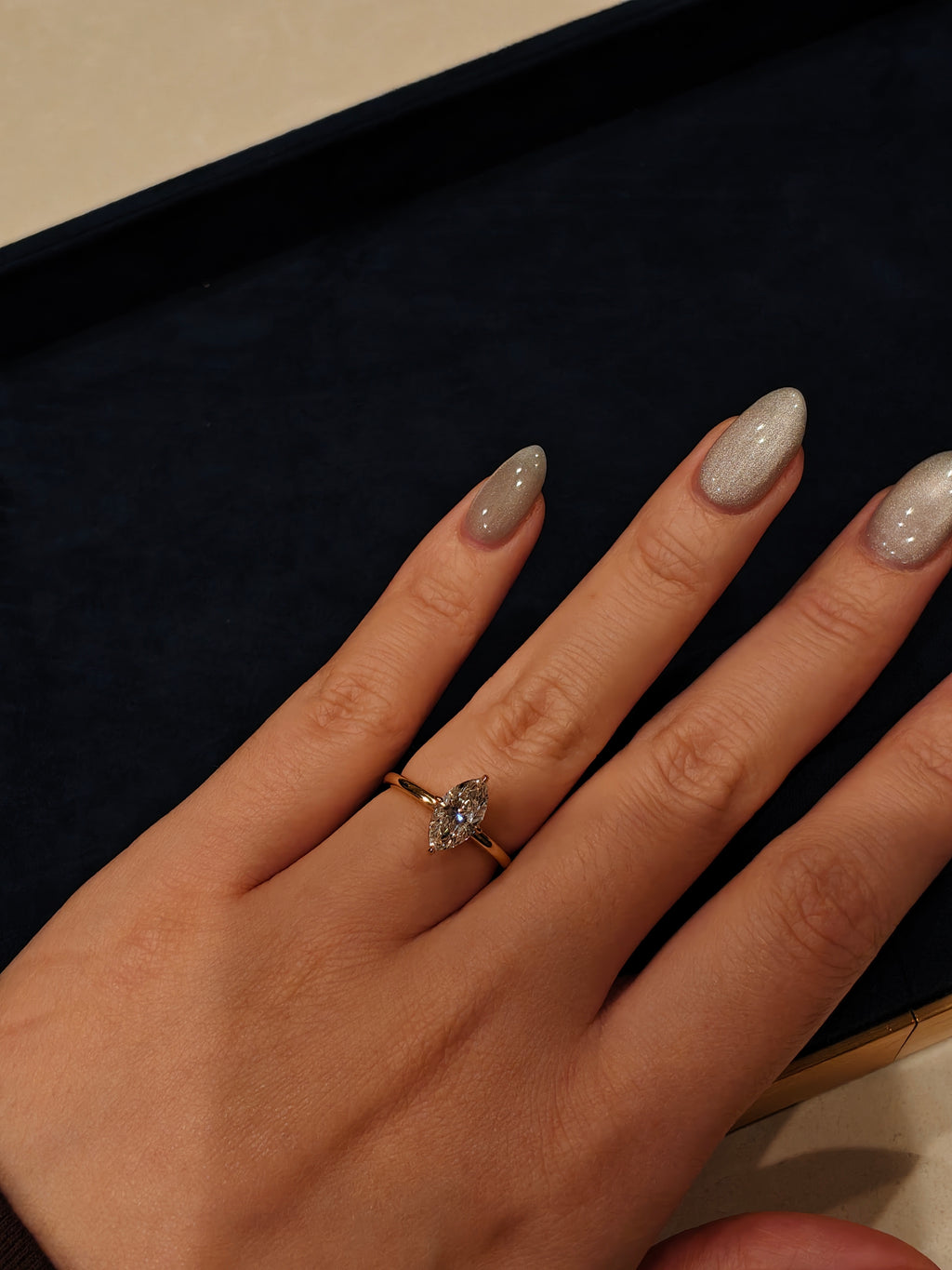 1 Carat Marquise Lab Diamond Ring 14K Gold - IGI Certified