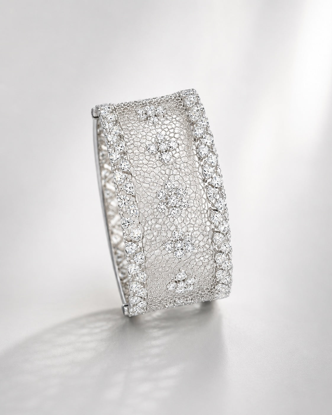 Lumière Weave - Floral Lace Diamond Bracelets in 18K White Gold
