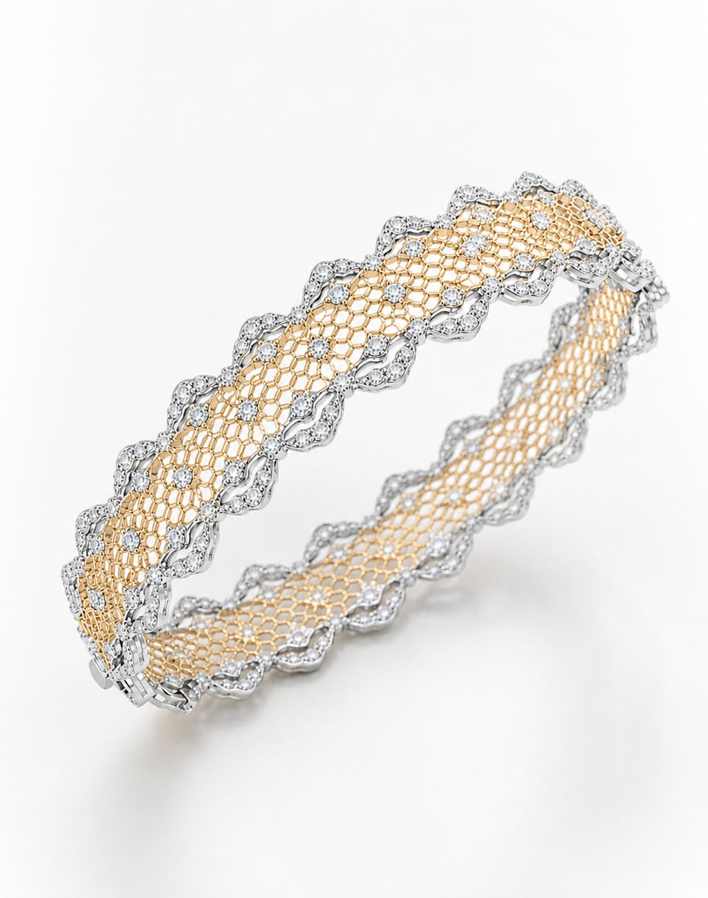 Lumière Weave - Floral Lace Diamond Bracelets in 18K Gold