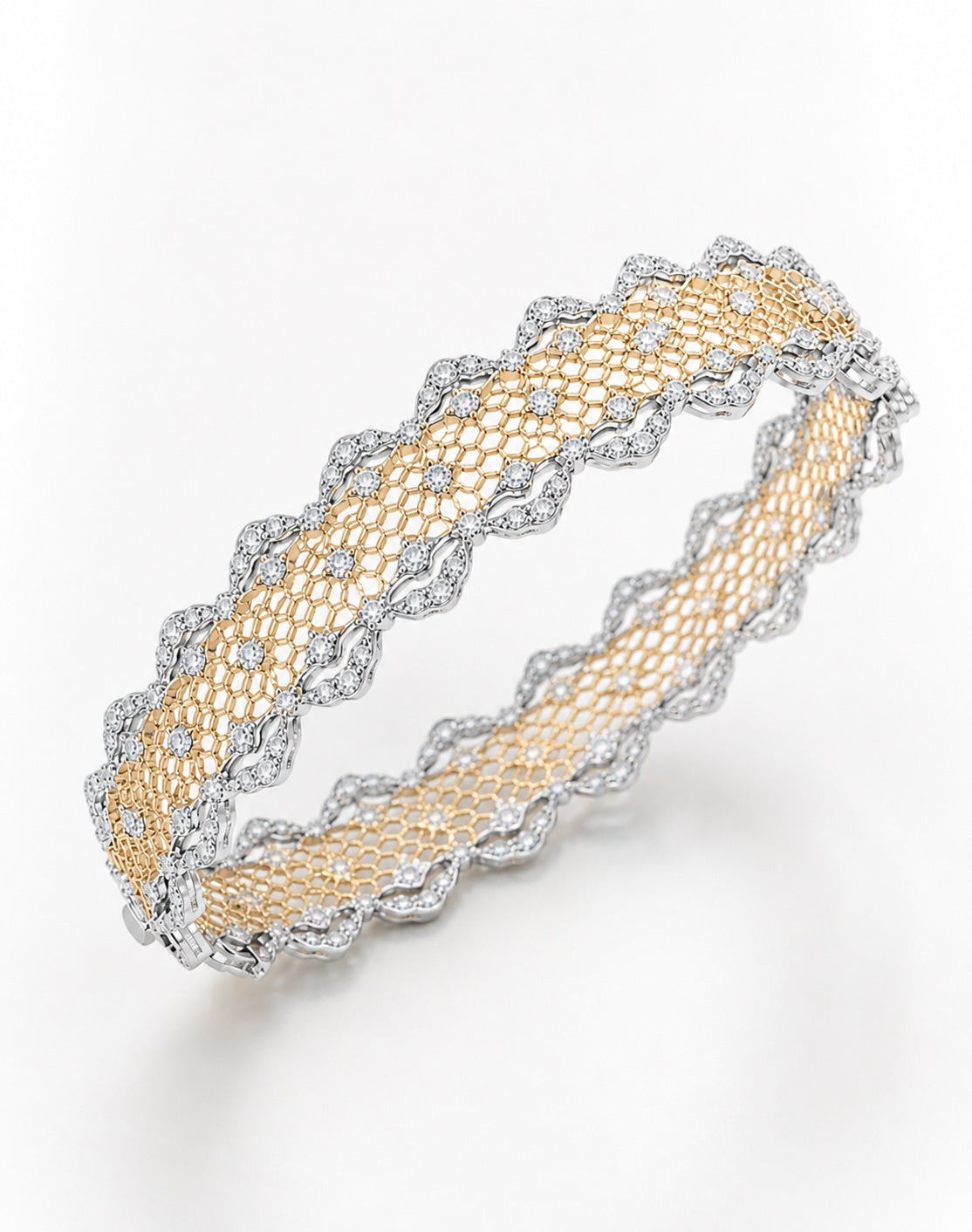 Lumière Weave - Floral Lace Diamond Bracelets in 18K Gold