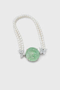 Multi-wear Icy Green Jade With Natural Diamond And Pearls
