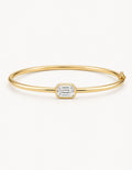 CTW 1 Carat Emerald Lab Diamond Bangle Bracelet 18K Gold