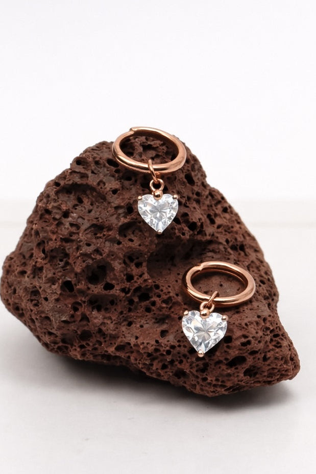 CTW 1 Carat Heart Lab Diamond Earrings in 18K Gold