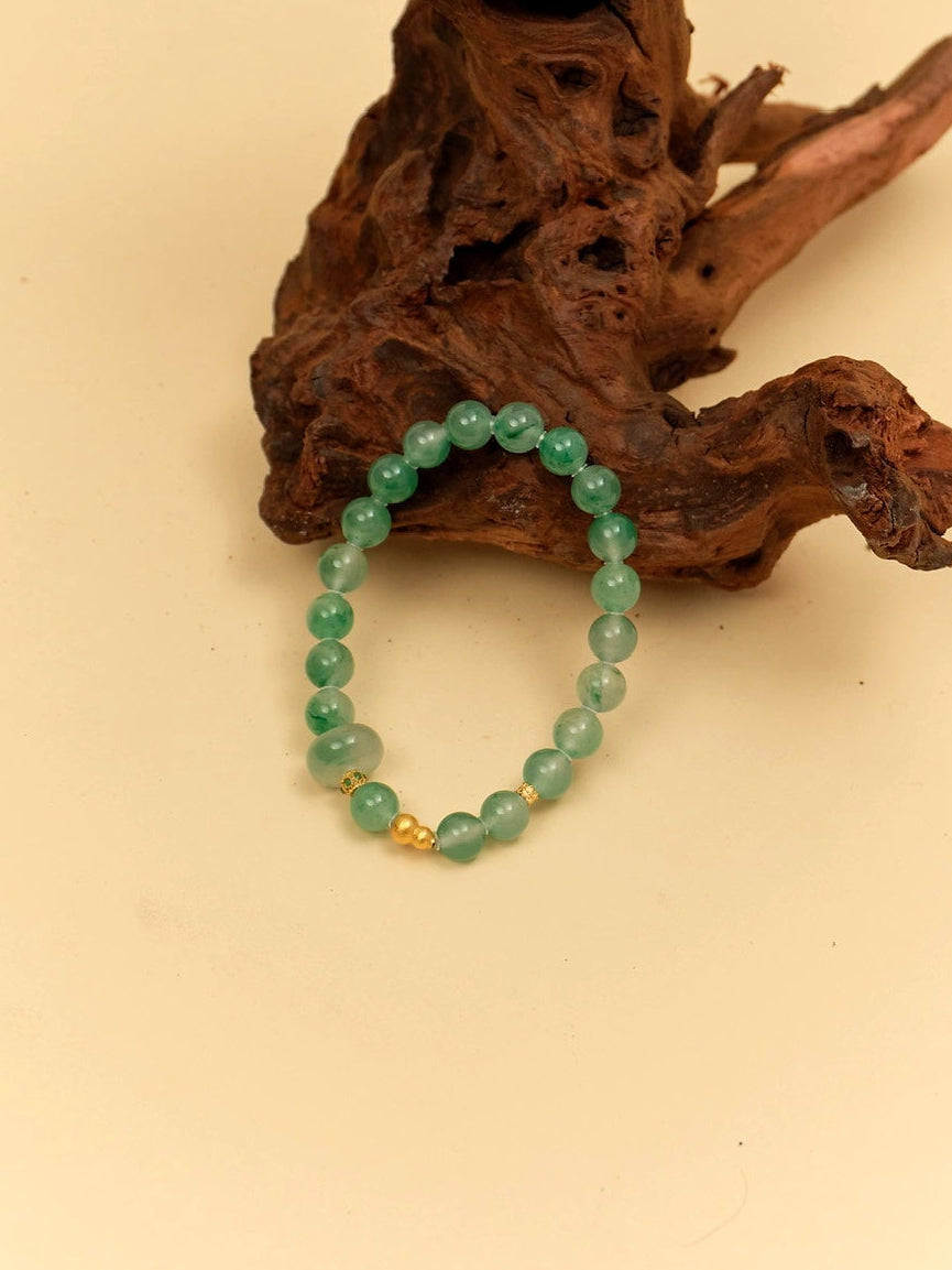 18K Gold African Quartzite Jade Bracelet