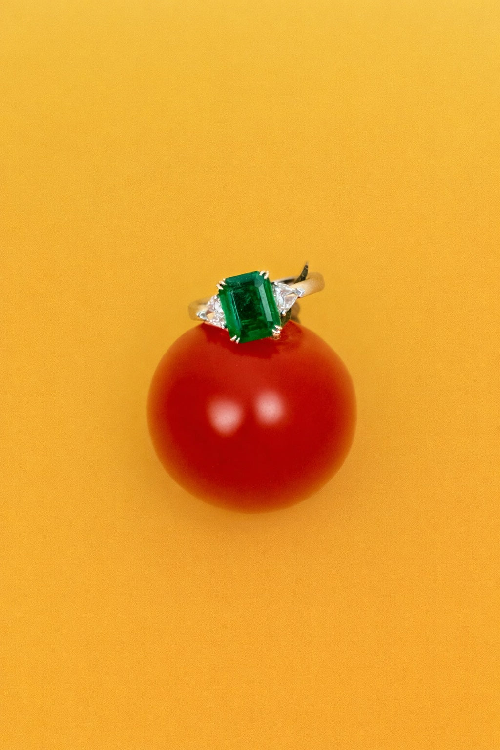 3 Carat Zambian Emerald Ring in 18K Gold with Natural Diamond GUILD Certificate