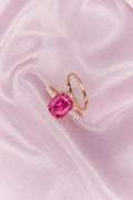 4.6 Carats Pink Tourmaline Ring 18K Gold with Natural Diamond Accents