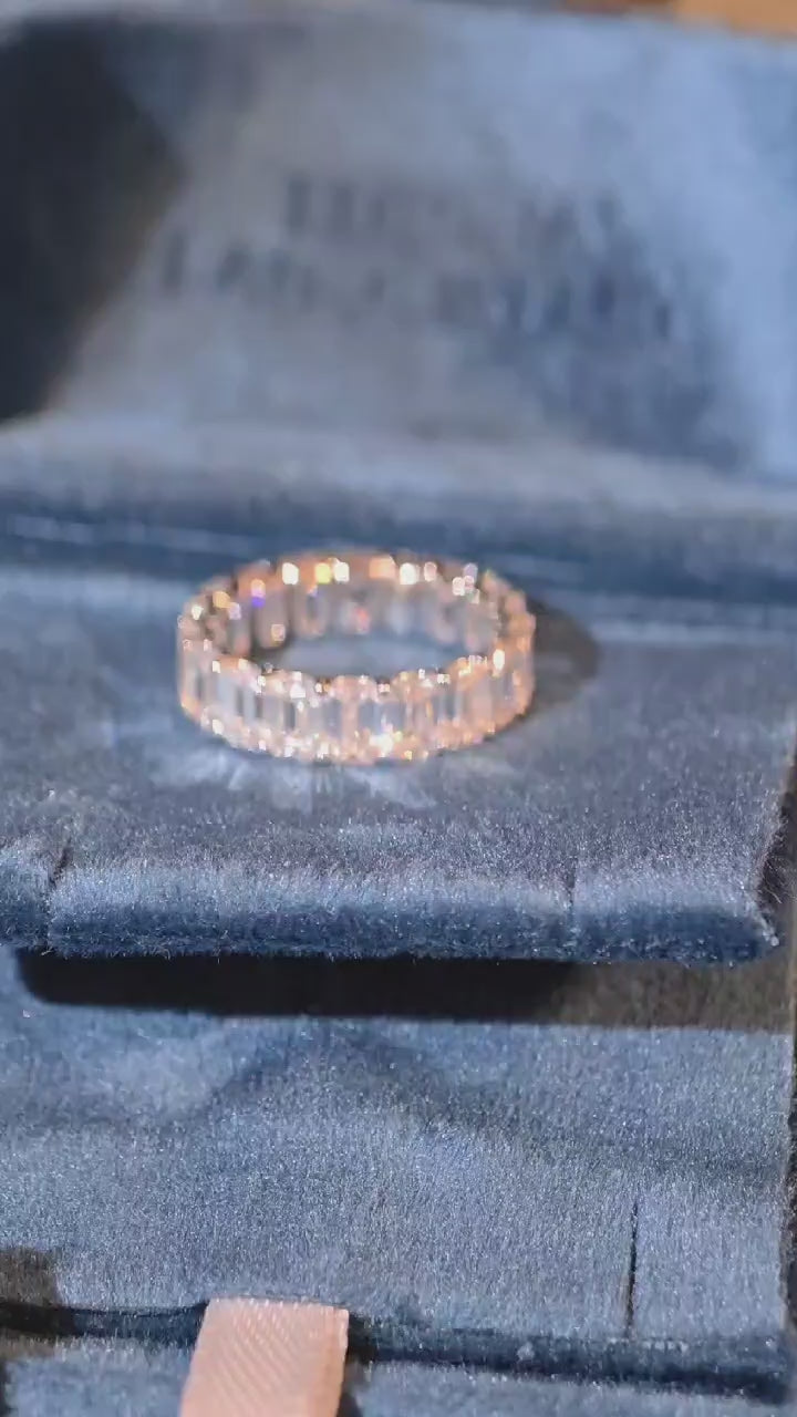 Platinum Emerald-Cut Lab-Grown Diamond Band — 7.43 Carats CTW
