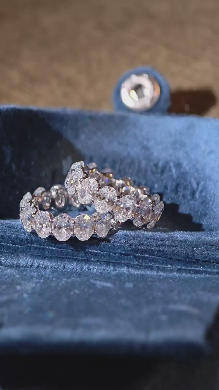 Platinum Oval Lab-Grown Diamond Band — 6.91 Carats CTW