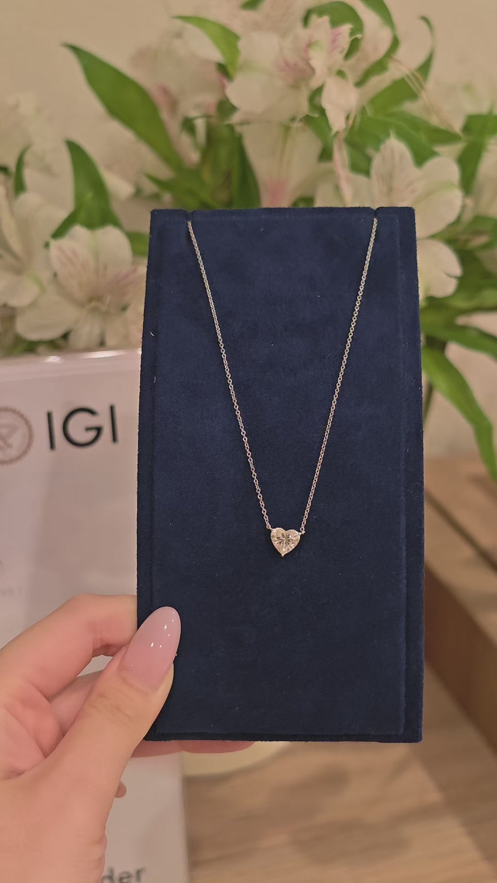 Heart Lab Diamond Necklace in 14K Gold IGI Certified