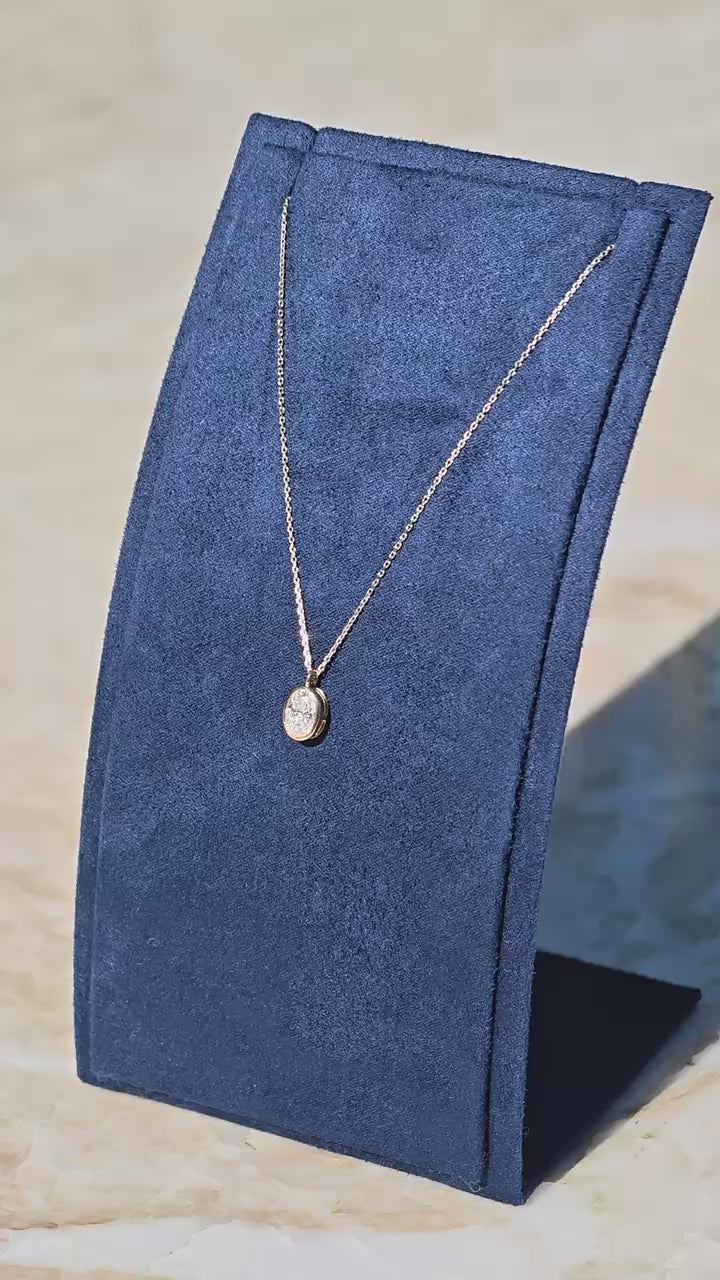 0.949 Carat Oval Bezel-Set Lab-Grown Diamond Necklace in 18K Gold